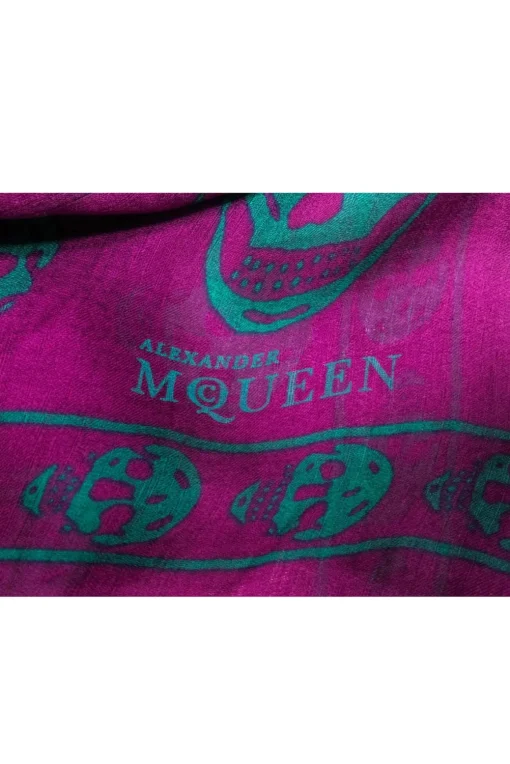 Alexander McQueen - Purple & Green Skull Printed Semi-Sheer Scarf