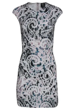 Alexander McQueen - White Lace Printed Sheath Dress Sz M