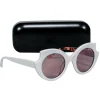Alexander McQueen - White Round Frames w/ Tortoise Legs Sunglasses