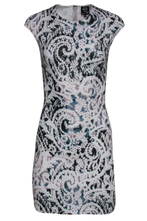 Alexander McQueen - White Lace Printed Sheath Dress Sz M