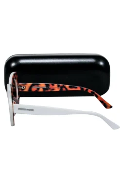 Alexander McQueen - White Round Frames w/ Tortoise Legs Sunglasses