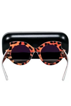 Alexander McQueen - White Round Frames w/ Tortoise Legs Sunglasses