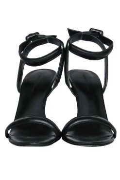 Alexander Wang - Black Leather Ankle Strap Open Toe Pumps Sz