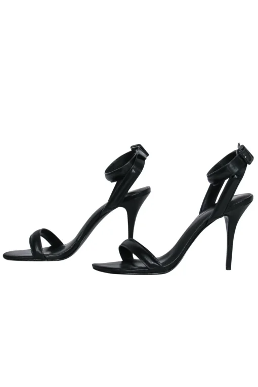 Alexander Wang - Black Leather Ankle Strap Open Toe Pumps Sz