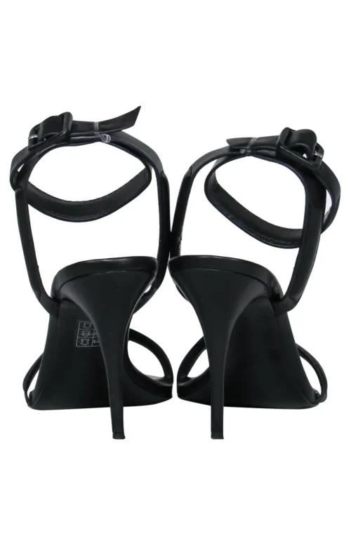 Alexander Wang - Black Leather Ankle Strap Open Toe Pumps Sz