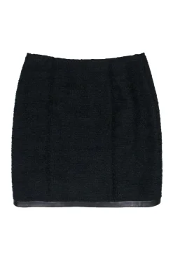 Alexander Wang - Black Mini Tweed Skirt w/ Leather Trim Sz 2