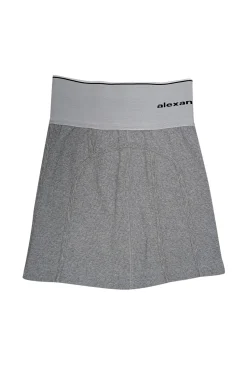 Alexander Wang - Grey Ribbed Knit Zipper Back Mini Skirt Sz S