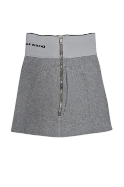 Alexander Wang - Grey Ribbed Knit Zipper Back Mini Skirt Sz S