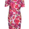 Alexia Admor - White, Purple & Pink Floral Print Cowl Neck Sheath Dress Sz L