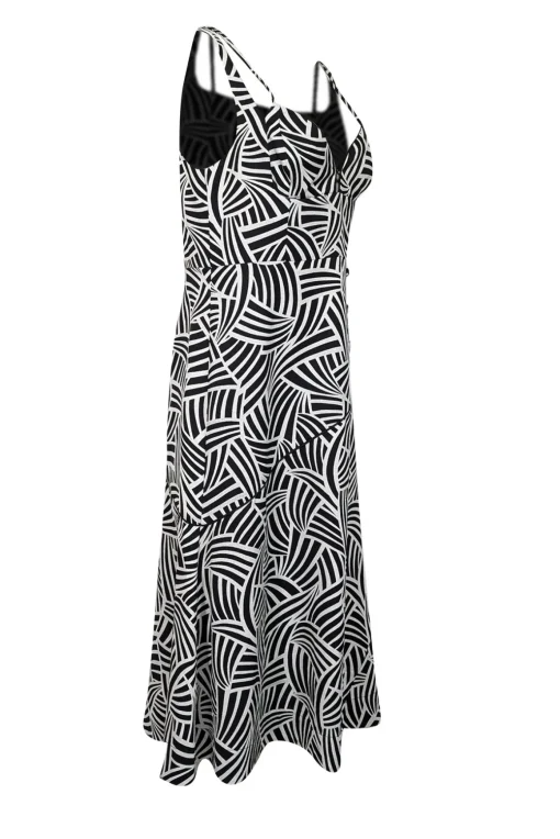 Alexis - Black & Cream Print Sleeveless Midi Dress Sz XL
