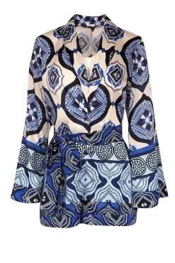 Alexis - Blue, Navy, & Cream Print Romper Sz XS