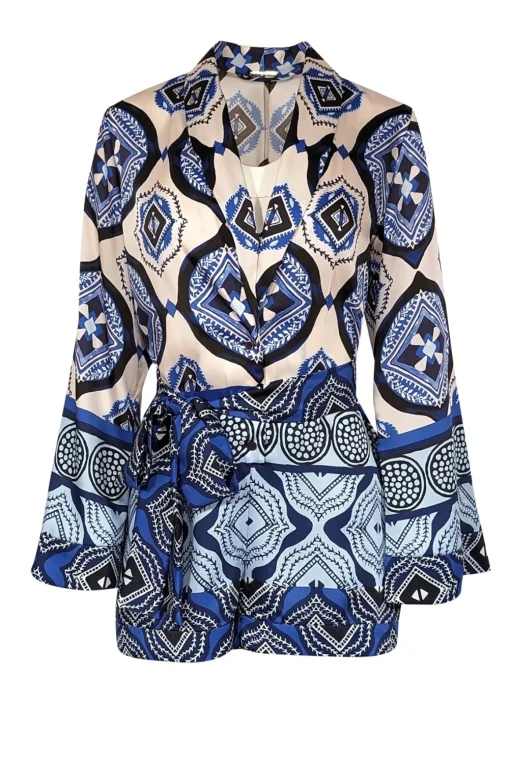 Alexis - Blue, Navy, & Cream Print Romper Sz XS