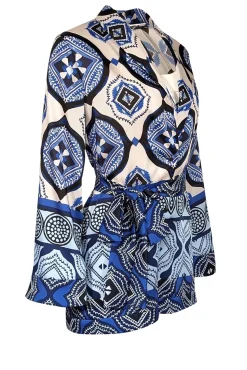 Alexis - Blue, Navy, & Cream Print Romper Sz XS