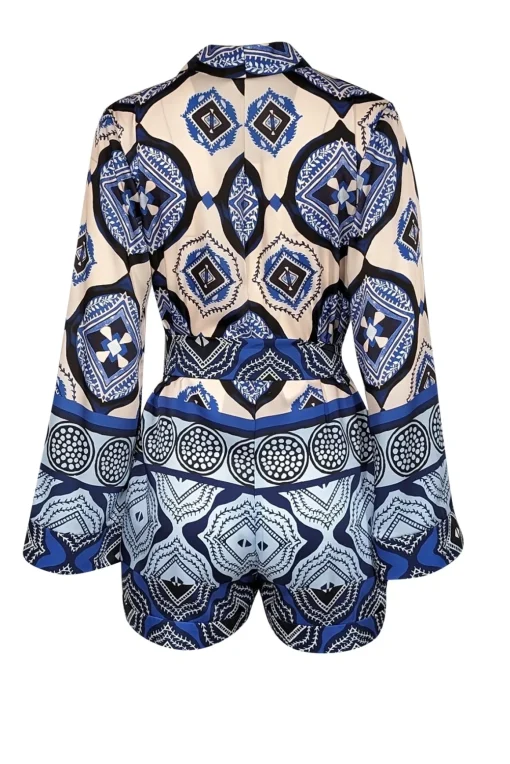 Alexis - Blue, Navy, & Cream Print Romper Sz XS