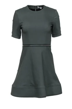 Alexis - Olive Green Fit & Flare Dress w/ Zipper Detail Sz S