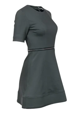 Alexis - Olive Green Fit & Flare Dress w/ Zipper Detail Sz S