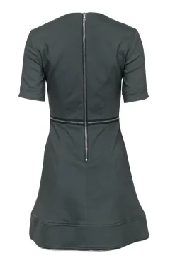 Alexis - Olive Green Fit & Flare Dress w/ Zipper Detail Sz S