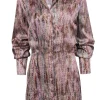 Alexis - Pink Multi Color Print Satin Mini Dress Sz S