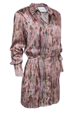 Alexis - Pink Multi Color Print Satin Mini Dress Sz S