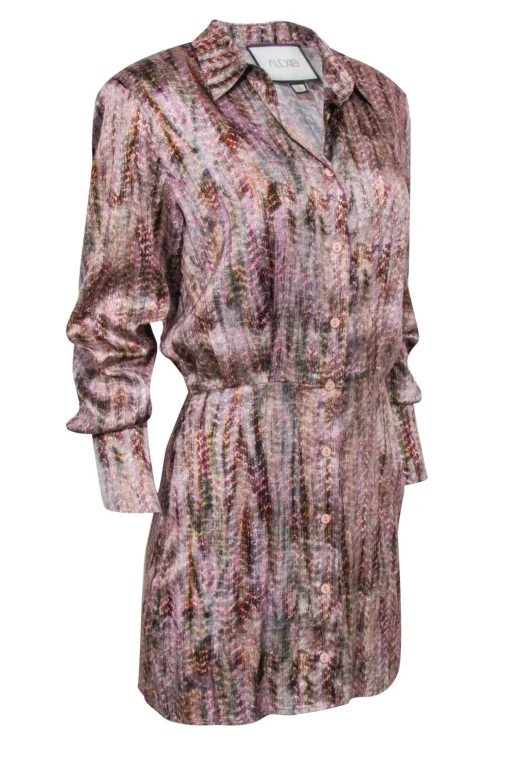 Alexis - Pink Multi Color Print Satin Mini Dress Sz S