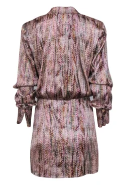 Alexis - Pink Multi Color Print Satin Mini Dress Sz S