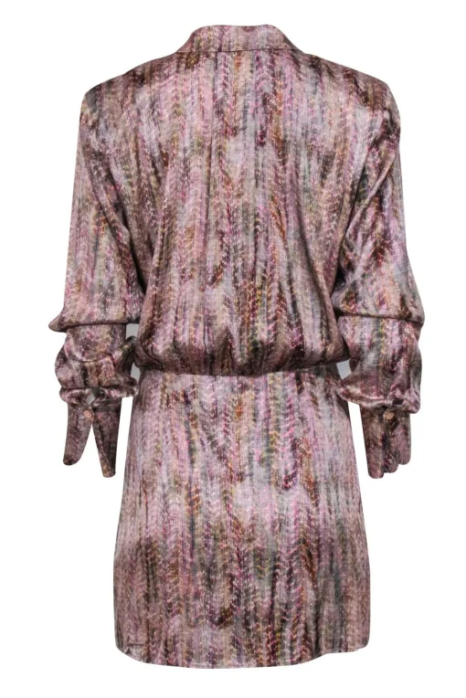 Alexis - Pink Multi Color Print Satin Mini Dress Sz S