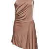 Alexis - Tan One-Shoulder Asymmetric Hem Midi Dress Sz M