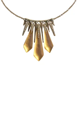 Alexis Bittar - Golden Pointed Tine Bar-Style Necklace w/ Spear Crystals