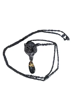 Alexis Bittar - Gunmetal Jewel Encrusted Fox Head Pendant Necklace