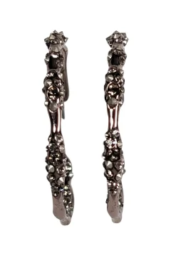 Alexis Bittar - Gunmetal Rhinestone Trim Open Hoop Earrings