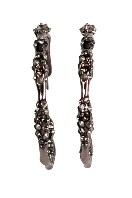 Alexis Bittar - Gunmetal Rhinestone Trim Open Hoop Earrings