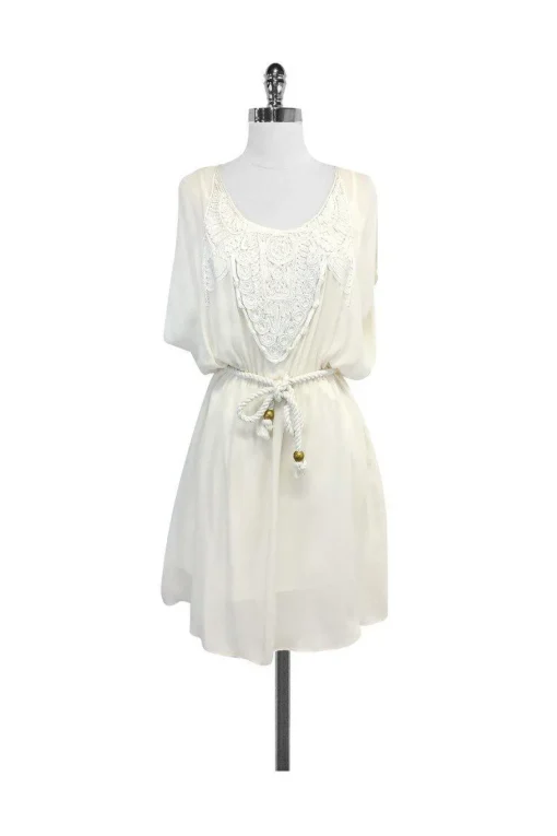 Ali Ro - Ivory Silk Open Sleeve Dress Sz 4