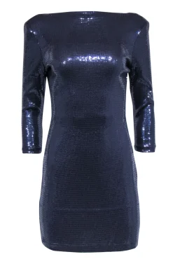 Ali Ro - Navy Blue Sequined "Midnight" Open Back Mini Dress Sz 10