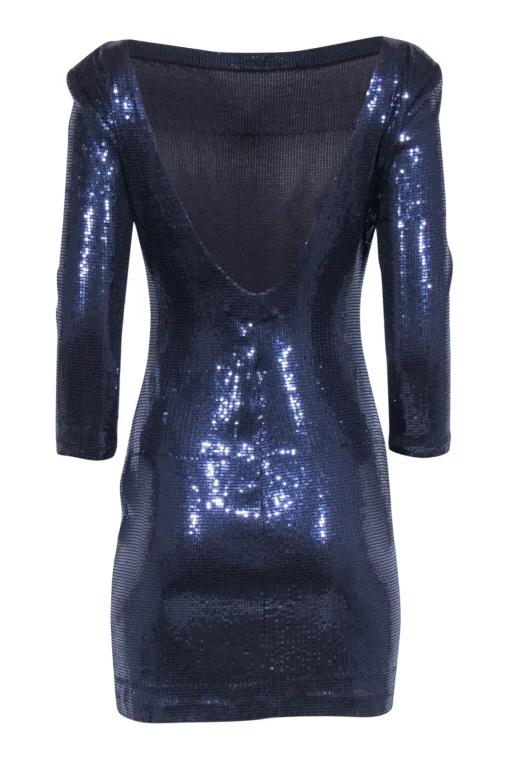Ali Ro - Navy Blue Sequined "Midnight" Open Back Mini Dress Sz 10
