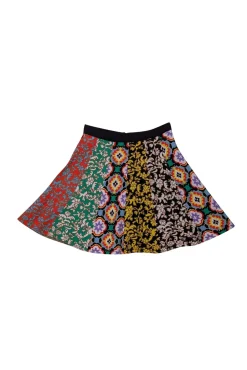 Alice & Olivia - Black & Multicolor Patterned Knit Mini Skirt Sz XS