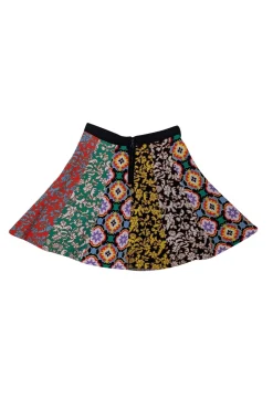 Alice & Olivia - Black & Multicolor Patterned Knit Mini Skirt Sz XS