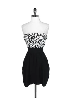 Alice & Olivia - Black & White Dot Strapless Dress Sz 0