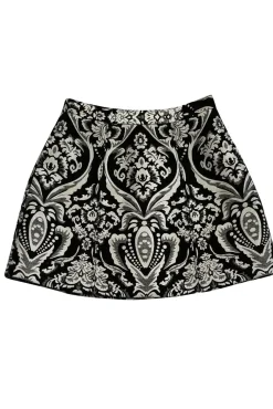 Alice & Olivia - Black & White Damask A-Line Skirt Sz 0
