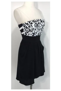Alice & Olivia - Black & White Dot Strapless Dress Sz 0