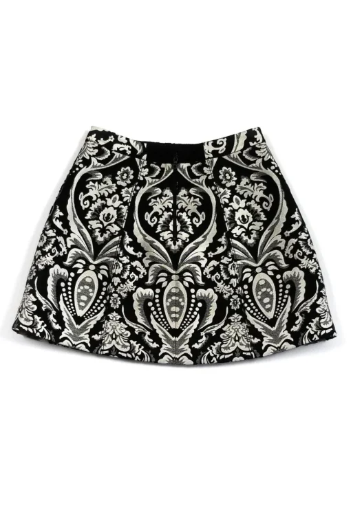 Alice & Olivia - Black & White Damask A-Line Skirt Sz 0