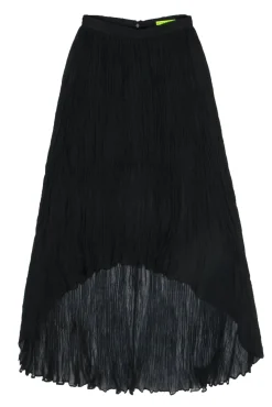 Alice & Olivia - Black Accordion Pleated High-Low Maxi Skirt Sz 2