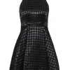 Alice & Olivia - Black Checkered Mock Neck A-Line Dress Sz 0