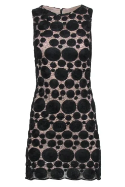 Alice & Olivia - Black Circle Embroidered Mesh Overlay Dress Sz 0