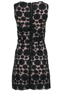 Alice & Olivia - Black Circle Embroidered Mesh Overlay Dress Sz 0
