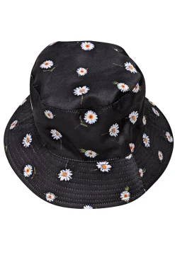 Alice & Olivia - Black Daisy Print & Solid White Reversible Bucket Hat