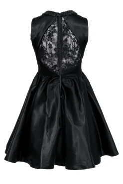 Alice & Olivia - Black Fit & Flare Dress w/ Beaded Peter Pan Collar Sz 0