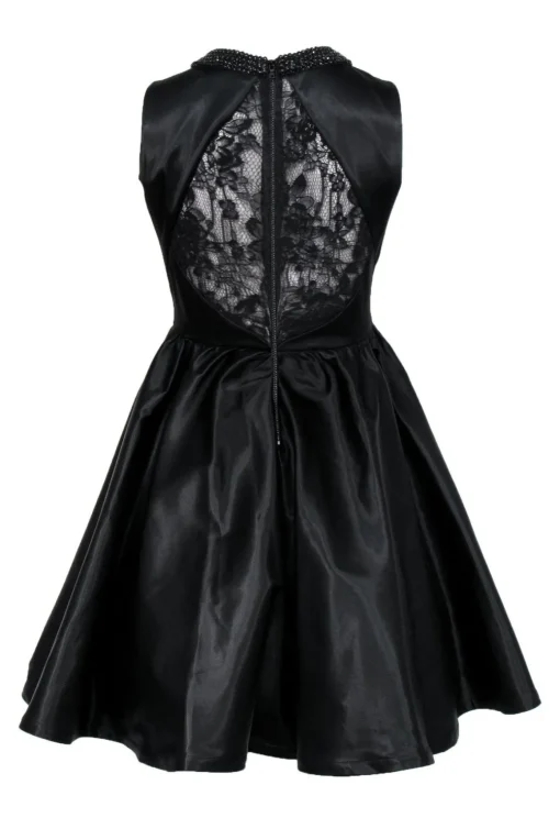 Alice & Olivia - Black Fit & Flare Dress w/ Beaded Peter Pan Collar Sz 0