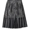 Alice & Olivia - Black Leather & Lace Studded Skirt Sz 0