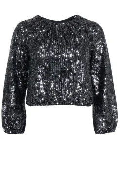 Alice & Olivia - Black Sequin Long Sleeve Top Sz XS