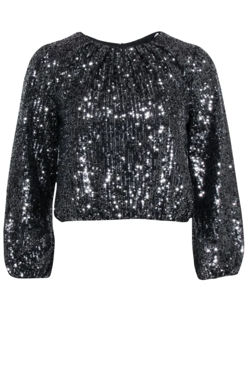 Alice & Olivia - Black Sequin Long Sleeve Top Sz XS